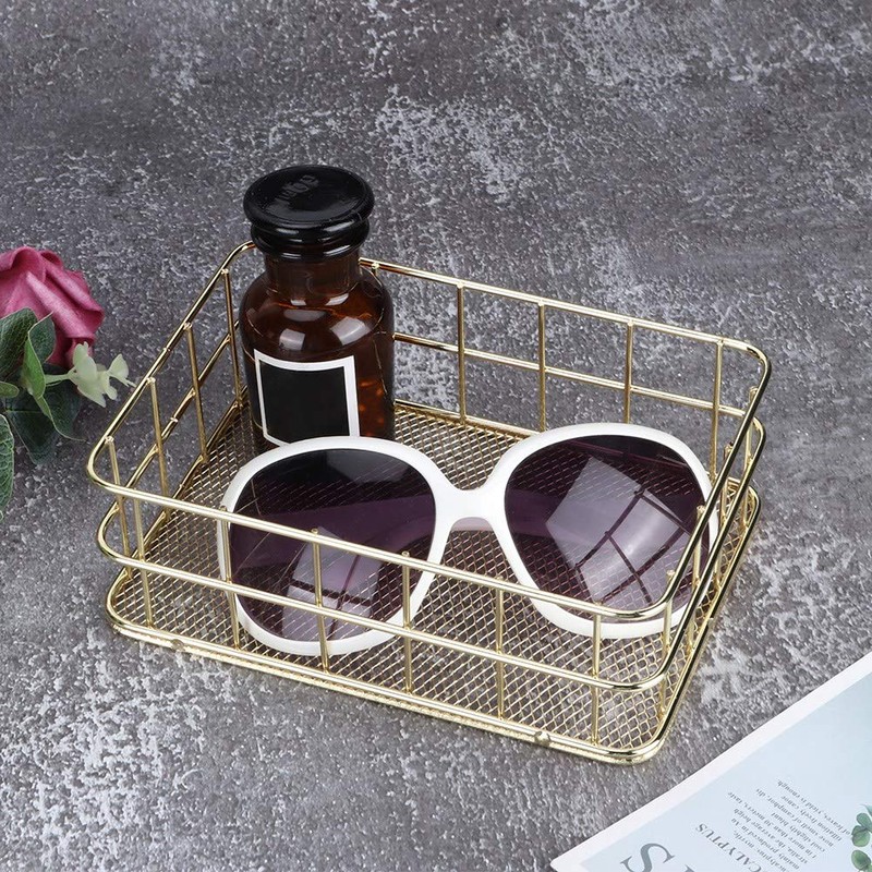 Atyhao Golden Iron Storage Basket Organizer Bin Baskets for HomeKitchen