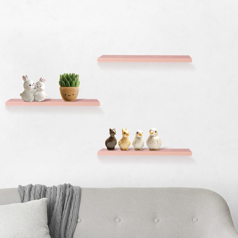Youyole 3 Pack Pink Floating Shelves for Wall 16 Inch