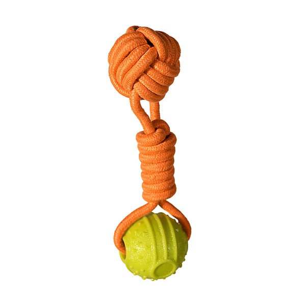 Chase 'n Chomp Double Tug Rope Toy That Floats with Rubber & TPR Ball, Small