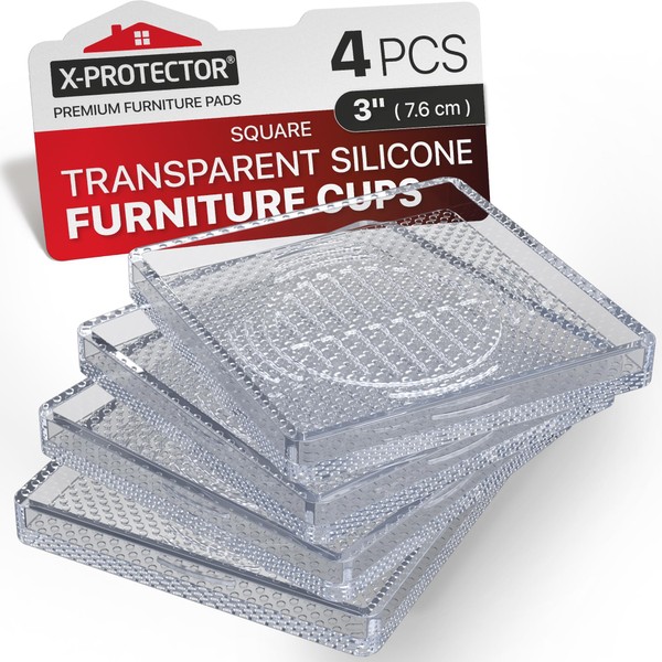 X-Protector Furniture Cups - 4 PCS 3" - Non Slip