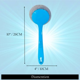 AKH® Non Scratch Plastic Scourer & Refill |26 cm Length Size| Dishwashing Scrubber | Stainless Steel Scourer Sponge with Handle | Kitchen Dish Washing Up Brush Brush | Metal Scourer with Handle