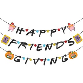 Happy Friendsgiving Banner for Thanksgiving Friends Party Decorations Photo Props (Friendsgiving)