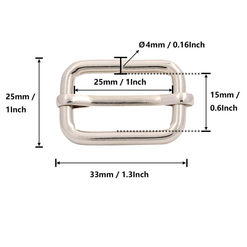BIKICOCO hebilla metálica de ajuste deslizante tri-glides, 1 x 5/8