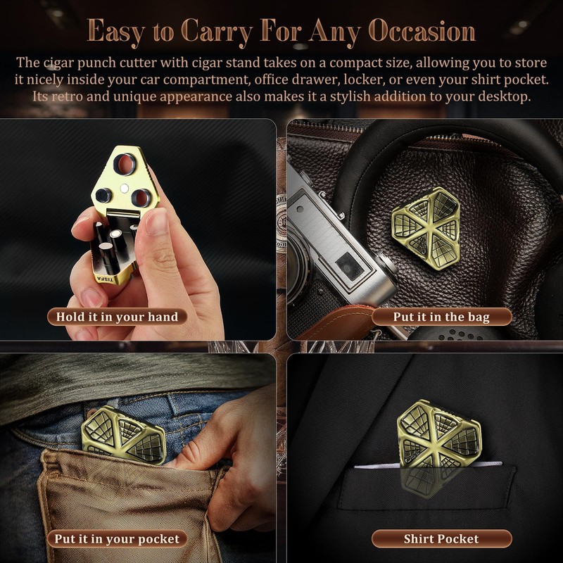 TISFA Cigar Punch Tool, Cigar Punch Cutter with Cigar Holder