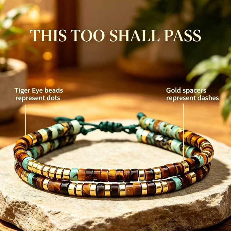 PENGION This Too Shall Pass Morse Code Bracelet for Women,