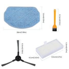 Replacement Parts for MAMNV BR150/BR151, for ZCWA BR150/BR151, for MANVINS G20, for GTTVO BR150/BR151, for ONSON BR150/BR151 2-in-1 Robot Vacuum and Mop Combo, 6 Side Brush,6 Filter, 6 Mop Pad,1Brush