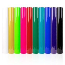 VINYL FROG Heat Transfer Vinyl Bundle 10 Pack Glossy HTV Vinyl Sheets 12''x10'' Rainbow Iron on Vinyl for DIY T-Shirts Clothing Bags