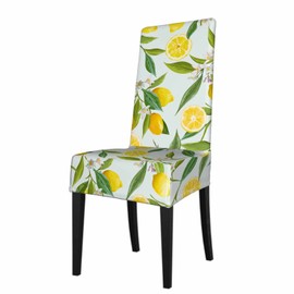 Numland 1 Pack Watercolor Lemon Fruits Dining Room Chair Covers Exotic Plant Foliage Short Stretchable Polyester Removable Washable for home Restaurant Banquet