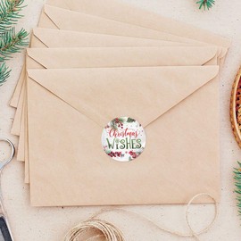 Current Berries & Pine Seals - Set of 72 Holiday Envelope Stickers, 1.5 inches Diameter, for Cards, Presents, and Crafts, Christmas Stationary