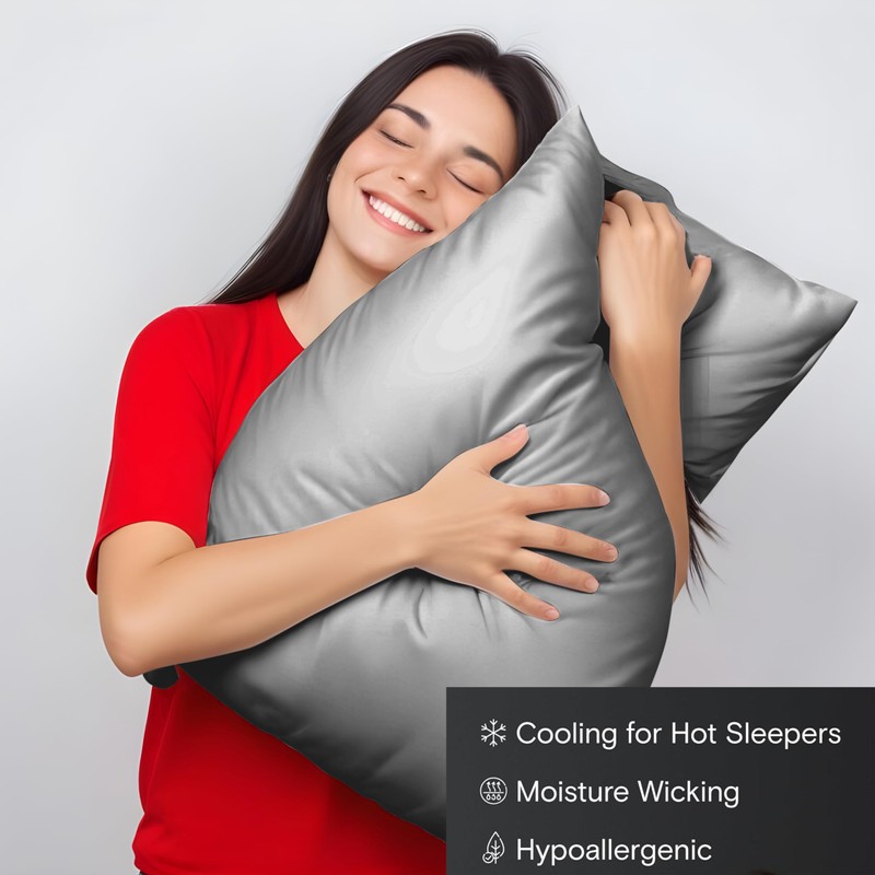 LINENWALAS 100% Organic Bamboo Pillow Cases 2 Pack, Soft Premium