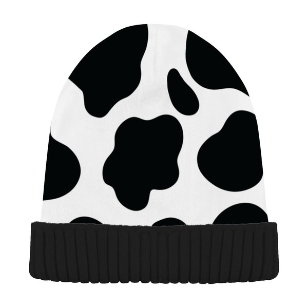 Sinestour White Cow Print Beanie Hats for Men Women Soft