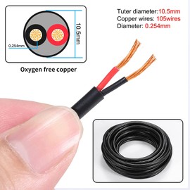 10 Gauge 2 Conductor Electrical Wire, 50ft PVC Case Stranded Low Voltage 2 Wire Cable, 10/2 Tinned Copper Hookup Wire, Flexible Extension Power Cord for LED Lamp Lighting Speaker Automotive UL Listed