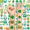 24 Sheets St. Patrick's Day Temporary Tattoos, Shamrock Green Leprechaun