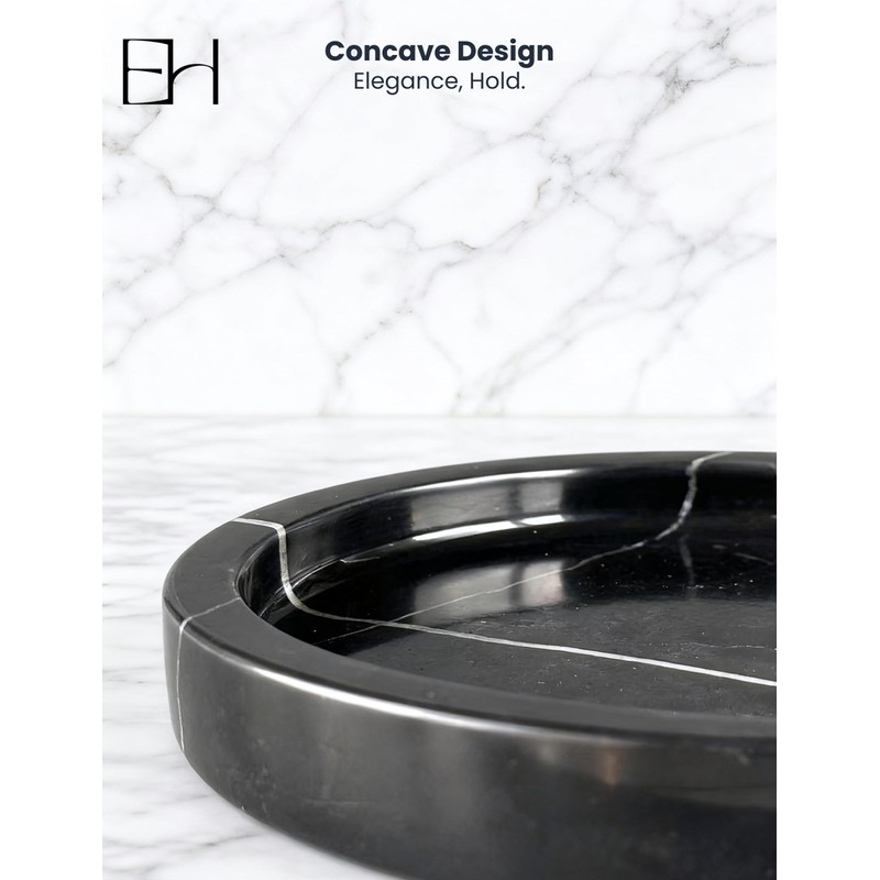 EXCHUES Marble Tray - 6" Jewelry Dish & Vanity Decor,