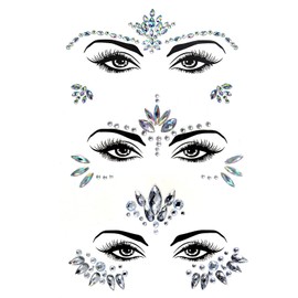 luoshaPUCY Face Gems Glitter, 3 Pcs Face Glitter Festival Face Stickers Set, Crystal Face Glitter Rhinestone Eyes Body Temporary Tattoo Face for Women Girls Festival Party