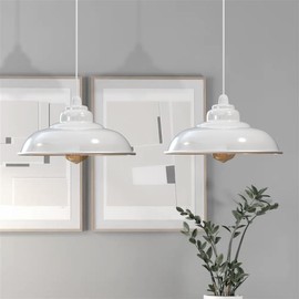 DC VOLTAGE Retro Ceiling Pendant Lamp Shade White Metal 32 cm Width 13.5 cm Height Curved Shape Ideal for Living Room Bed Room Kitchen Office Balcony Restaurant Bar