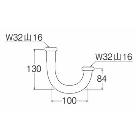 SANEI [Wide U Pipe for Washrooms] For Pipe Diameter 1.0 inches (25 mm) H70-670-25X100
