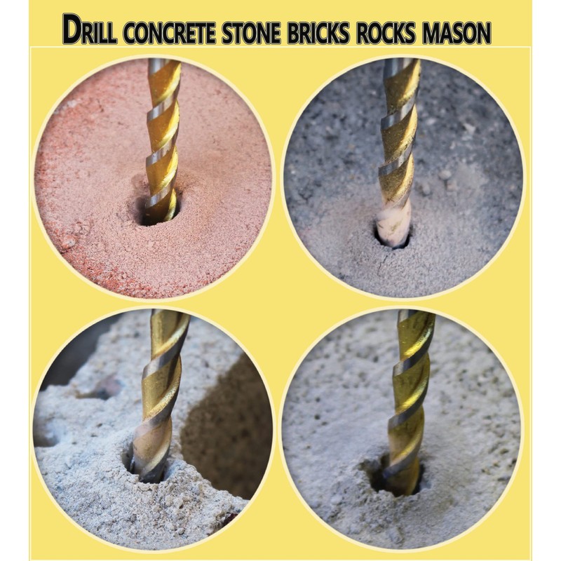 Masonry Drill Bit Set 3/16 in. Carbide Tip Golden Flute