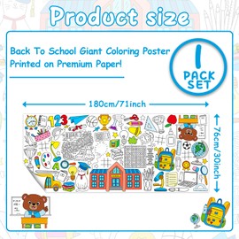 Qyeahkj Giant Coloring Poster Back To School Coloring Posters for Kids Large Coloring Table Cloth Jumbo Coloring Table Cover Welcome Back To School Party Game Supplies Wall Decoration Banner 71 x 30in