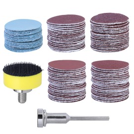 Mesee 100 Pieces 1 Inch Sanding Discs, 25mm Hook & Loop Sand Paper 100-3000 Grit Wet Dry Sandpaper Replacement Assortment Kit with 1/8'' Shank Backing Pad Plate Holder for Rotary Tool Grinder