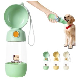 Botella Agua 2en1 Para Perros Y Gatos Portátil Verde