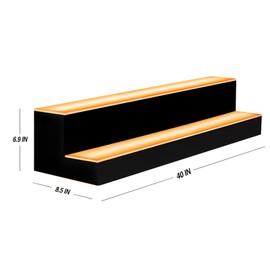 MESAILUP LED Lighted Liquor Bottle Display Shelf 40 Inch 2 Step Bar Liquor Bottle Shelf Commercial Lighting Shelves with Remote Control(2 Tier, 40 inch)