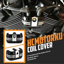 HCmotorku Motorcycle Ignition Coil Cover Fit for Harley Softail Breakout FXBRS Street Bob FXDB Fat Boy FLSTF Standard FLSB Low Rider FLS 2018-Up (Black)