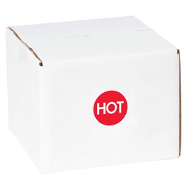 Tape Logic Aviditi Tape Logic 2" Diameter,"Hot" (High Gloss) Red/White Circle Warning Sticker, for Shipping, Handling, Packing, and Moving (1 Roll of 500 Labels)