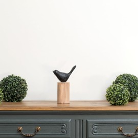 Moritz Sculpture I Bird on Tree Trunk Small I 14.5 x 7.5 x 23 cm I Wooden Decoration I Sculpture Decoration I Modern I Living Room I Made of Wood I Wooden Sculpture