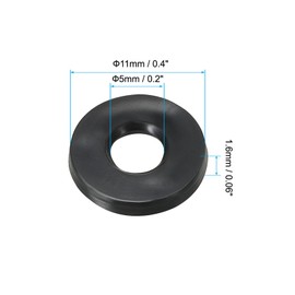 PATIKIL M5 Rubber Flat Washer, 60 Pack 5mm ID 11mm OD 1.6mm Thick Sealing Spacer Gasket Ring for Faucet Pipe Water Hose Fastener Bolt, Black