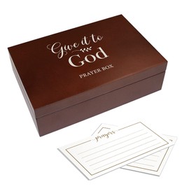Lillian Rose Give It to God Box with 30 Prayer Cards, 4.25", Brown