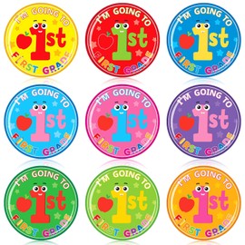 SEPGLITTER 54Pcs Kindergarten Graduation Party Favors Button Pins I'm Going to First Grade Brooch Lapel Badges for Preschool Graduation End of Year School Celebrations Party Supplies (9 Designs)