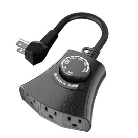 HBN Outdoor Light Timer Waterproof, Weatherproof Photocell Dusk to Dawn Light Sensor, 2/4/6/8 Countdown Timer, 3 Grounded Outlet for Christmas Lights，Hallowen Deceration，1875W 15A 1/2HP