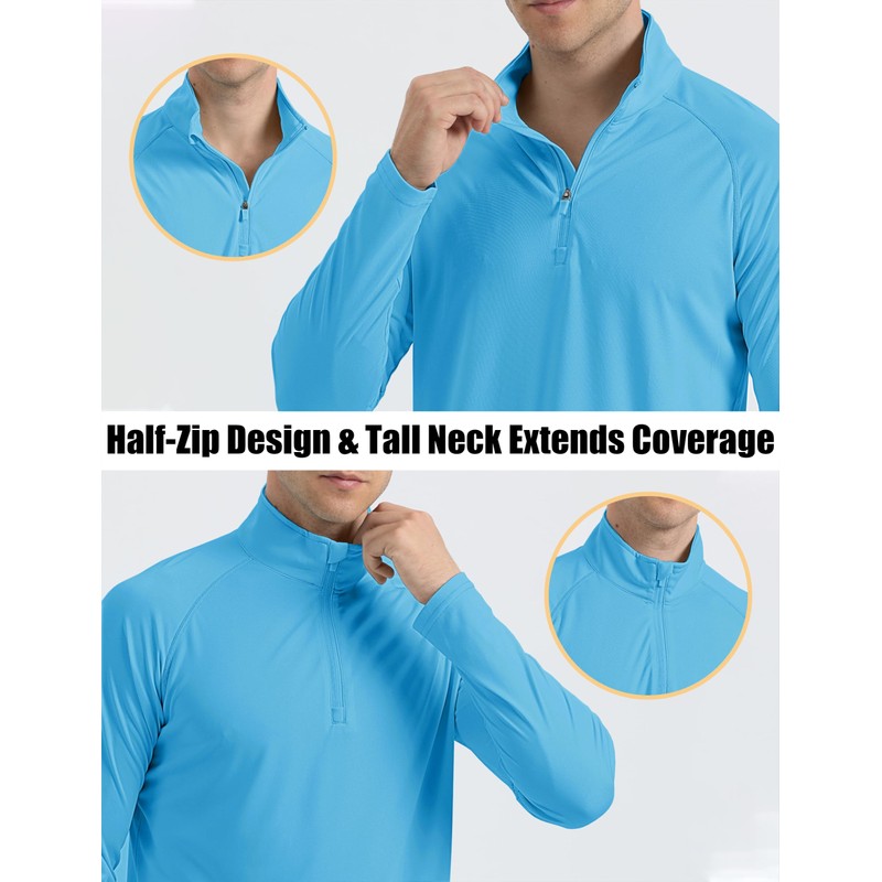 Tshirts for Men Long Sleeve Sun Protective Clothing Men Quarter
