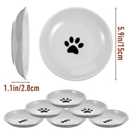 6 Pack Ceramic Cat Food Bowls, Pet Food Bowls, 5.9-Inch Shallow Wide Mouth Cat Food Dishes for Feeding Kittens and Adult Cats Easy to Clean, Suitable for Indoor/Outdoor