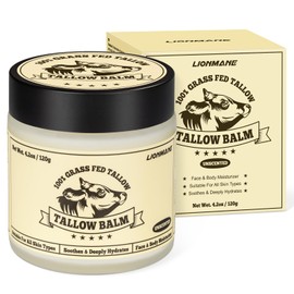 Lionmane Beef Tallow for Skin, Tallow Balm and Honey Balm, 100% Grass Natural Tallow Skin Care Cream, Nourishing Moisturizer for Face, Body & Hands, 4.2oz