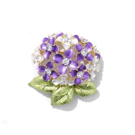Purple Lilac Flower Brooches for Women Collar Hydrangea Wedding Bouquet Brooch Crystal Scarf Flowers Art Deco Lapel Pin Elegant Accessories Jewelry for Girlfriend Teacher