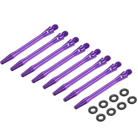 PATIKIL Aluminum Dart Shafts 48mm, 8 Pack 2BA Thread Dart Stems Replacement Accessories with Rubber Rings for Steel Tip, Purple
