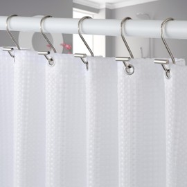 Brushed Nickel Shower Curtain Hooks, Goowin Shower Curtain Hooks, T-Bar Rust Proof Metal Shower Curtain Rings, Decorative Anti-Drop Shower Hooks for Shower Curtain，Shower Rods, Set of 12