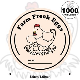Fuutreo 1000 Pcs Farm Fresh Eggs Washed Eggs Carton Labels 1.5 Inch Round Egg Stickers Egg Carton Stickers Self Adhesive Eggs Stickers Egg Carton Labeling for Chicken Quail Duck Egg (Farm Fresh Eggs)