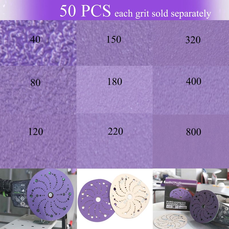 6 Inch Sanding Discs 50PCS Ceramic Hook and Loop Orbital