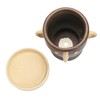 Creative Co-Op Stoneware Face Planter with Saucer, Brown & Cream