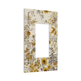 SgEdao Decorative Outlet Covers Rustic Sunflower Beige Gold Grey Leaves 1 Gang Single Decora GFCI Device Light Switch Covers Plate 1 Rocker Wall Plate Jumbo Faceplate for Bedroom Home Decor