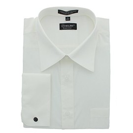 Milani Men's Dress Shirt with French Cuffs 17.5", 34/35 Ivory