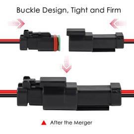 6Pcs 2 Pin DT Connector Car Electric Plug Connector Wire Harness Auto Waterproof Male Female Automotive Electrical Connector Auto Plug with 2 Wire for Car Truck Boat