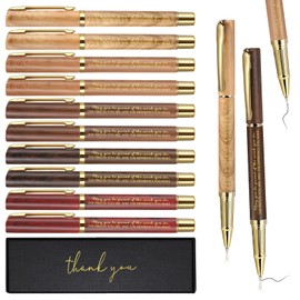 PerKoop 10 Set Thank You Gifts Inspirational Ballpoint Pens with Gift Boxes Bulk Appreciation Party Favors for Employee Coworker Staff Team Friends Office Supplies(Brown,Difference)