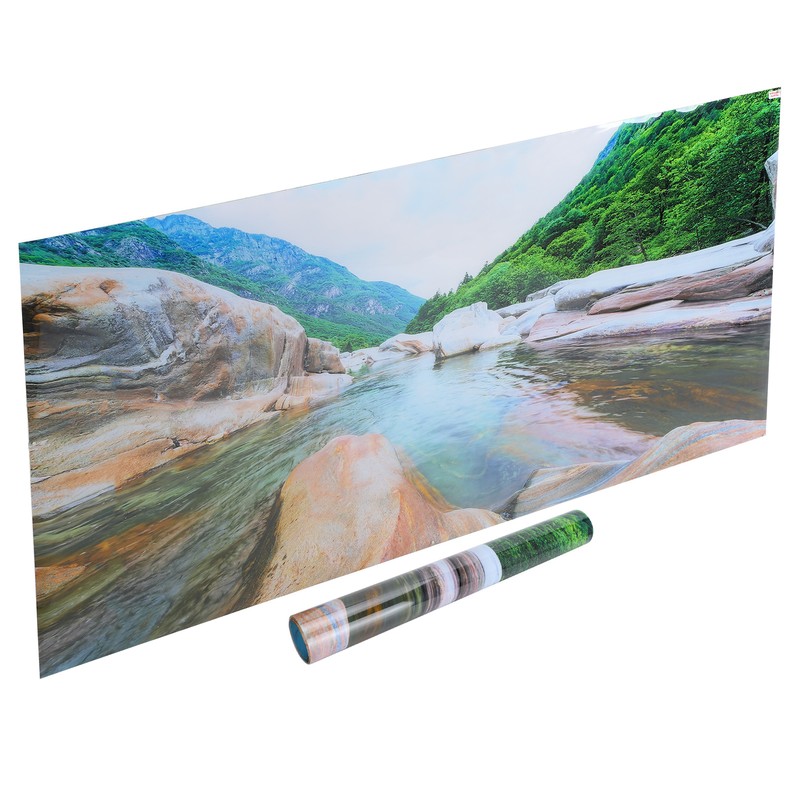 PVC Mountain Interval Rivers Fish Tanks Wallpaper Aquarium Background Poster