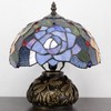 Small Tiffany Table Lamp Yellow Purple Rose Style Stained Glass