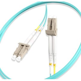 Cablelera LC/LC Fiber Optical Cable, 10 Meter, OM4 Multi-Mode Duplex, Aqua Color