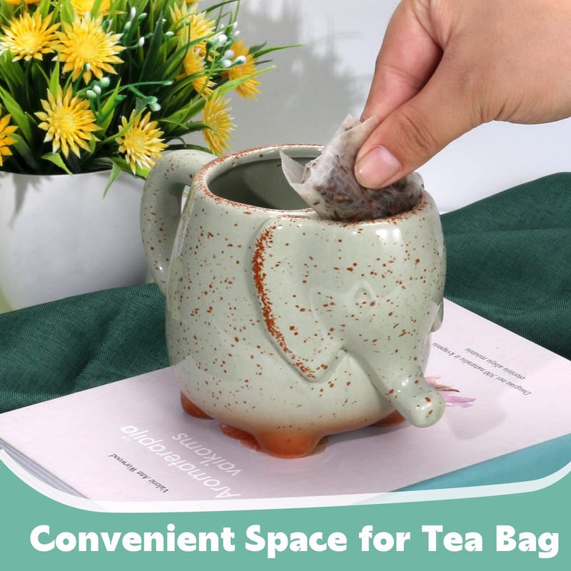 LIAVOEIZ Elephant Tea Mug with Tea Bag Holder,Elephant Tea Cup